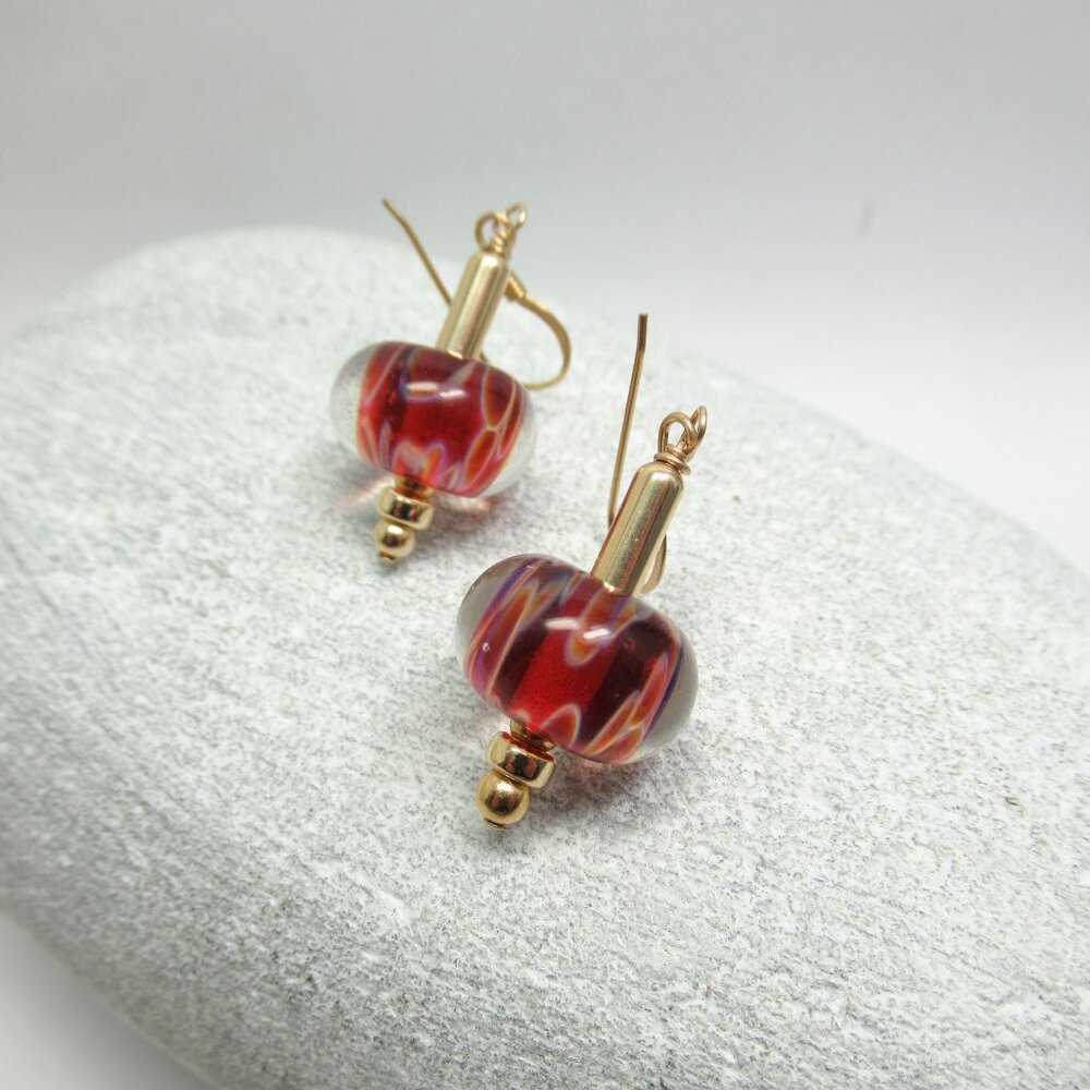 Boro Glass bead earrings on gold